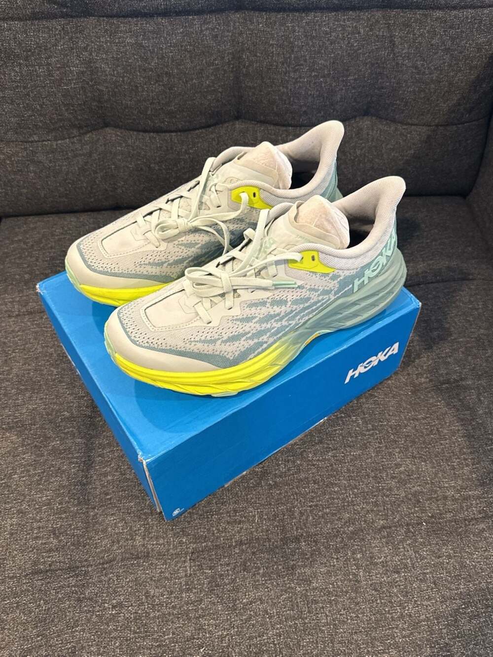 10W - B - HOKA Speedgoat 5 Womens Trail Running Shoes Mercury Trellis